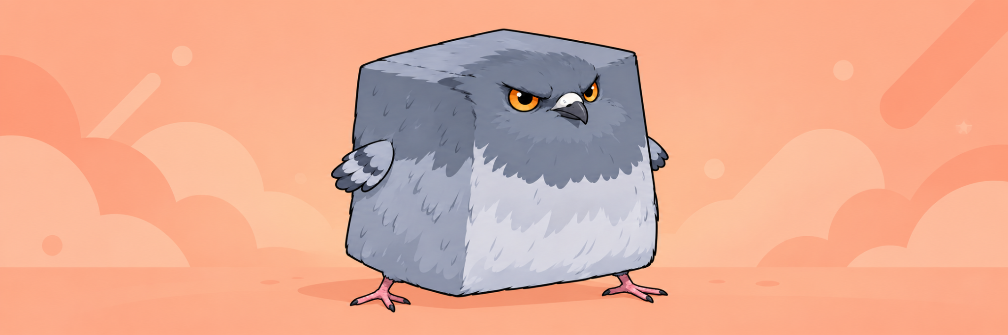 Original Pigeon Cube project banner on a peach background